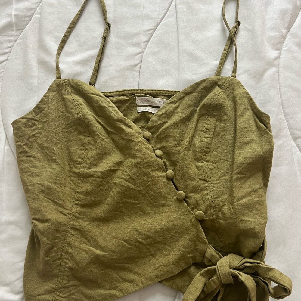 Urban Outfitters Olive Green Wrap Top Small